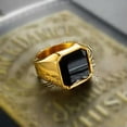 thumbnail image 4 of EOEMY Aaa Black Agate Gold Plated Stainless Steel Men'S Engagement Silver Ring Sz 7-12, 4 of 8