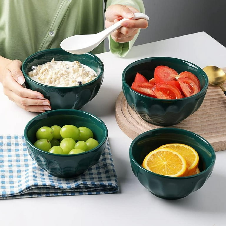 Ceramic Fluted Bowls, Soup Bowls Set, 17 OZ Portion Control Bowls for Ice  Cream, Dessert, Cereal, Fruit, Salad, Pasta, Dishwasher & Microwave Safe -  Set of 4 (Jade) 