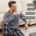 thumbnail image 5 of DG Hill Men’s Pajama Set, 2-Piece Henley Sleepwear with Fleece Pants & Pockets, 5 of 8