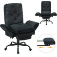 thumbnail image 5 of Bestier Big and Tall Executive Office Chair with Flip-up Arms for Adult, Wide Seat Ergonomic Computer Desk Chair,High Back Velvet Comfy Cross-Legged Office Chair with Footrest and Side Pockets, Black, 5 of 11