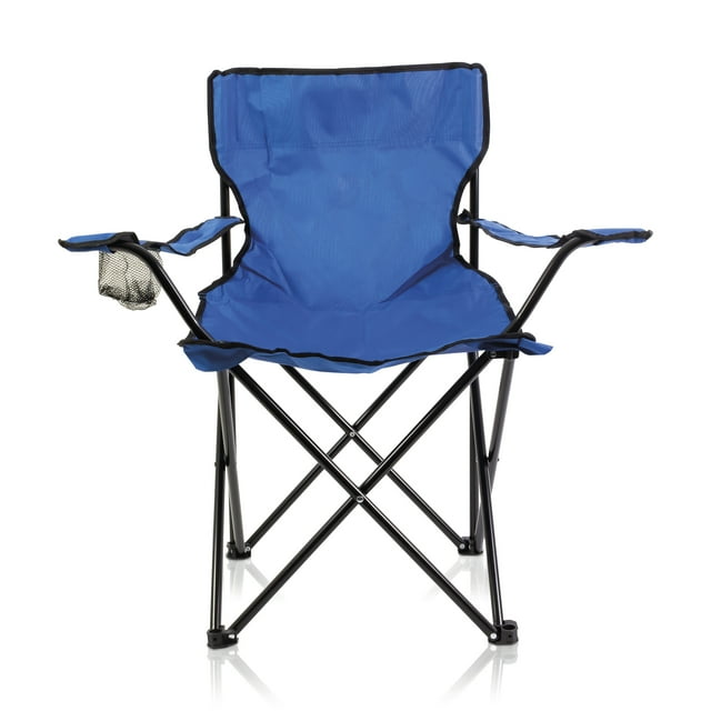Silla Plegable de Camping Reforzada Con Portavasos y Bolsa de Transporte Color Azul Cyan