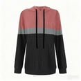 thumbnail image 5 of lcziwo Womens Oversized Hoodie Fashion Color Block Ribbed Knit Sweaters Casual Hooded Sweatshirts Long Sleeve Pullover Tops, Red, XL, 5 of 6