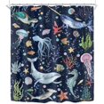 thumbnail image 6 of Kids Whale Sea Animal Shower Curtain for Bathroom Decor 84Wx72H Blue Ocean Cartoon Underwater Turtle Octopus Fish Funny Marine Art Printed Fabric Polyester Waterproof 12 Pack Plastic Hooks, 6 of 6