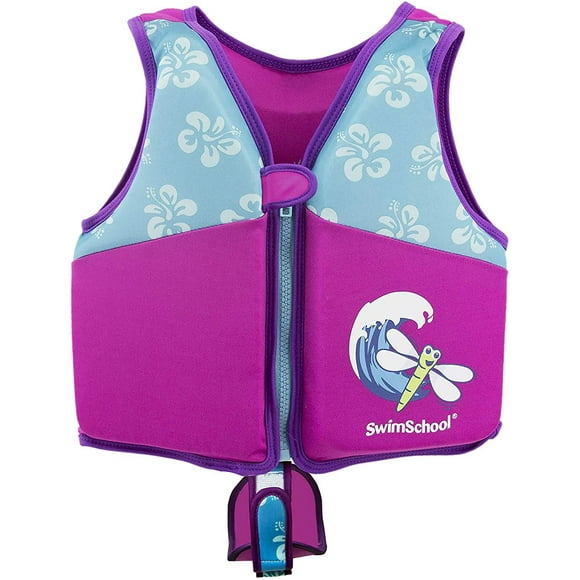 SwimSchool Medium/Large UPF 50 Flex Foam Floatation Swim Trainer Vest, Pink/Aqua