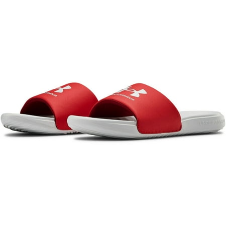 

Under Armour Men s Sandals UA Ansa Fixed Strap Athletic Flip Flop Slide 3023761 Halo Gray / Red 8