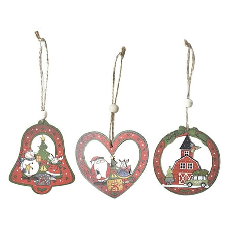 

Christmas Hanging Baskets for outside with Lights Garland for Valentines Day Crystal Trim Beaded 3PCS Christmas Decoration Supplies Wooden Small Pendant Creative Painted Cartoon Pendant Ornaments