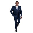 thumbnail image 2 of Slim Fit Men Suit Micro Textured Weave 2 Button Notch Collar AZAR 11812 (40 Regular Navy Blue 3 Piece Vested), 2 of 8