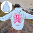 thumbnail image 2 of Oversized Sweatshirt for Women Pink Ribbon Print Cancer Awareness Hoodie Long Sleeve Fall Winter Pullover Tops (Blue, XL), 2 of 6