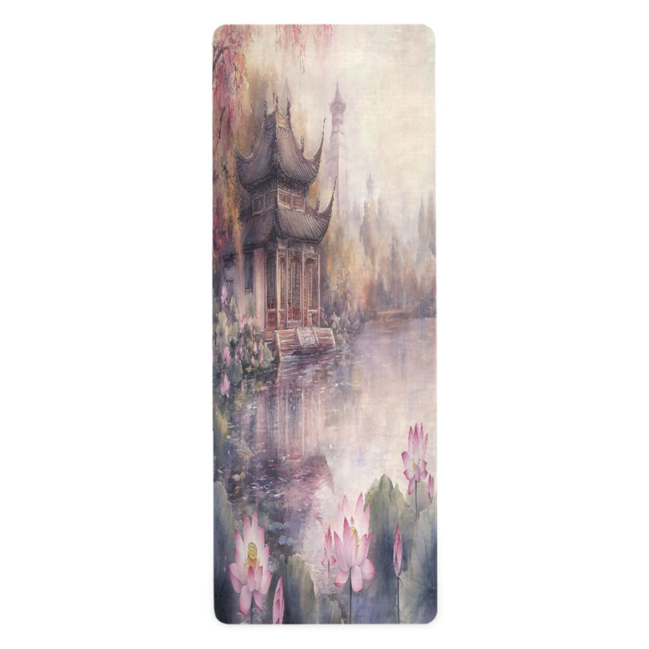 BZSMCE Yoga Mat Women Pavilion Lotus Flowers Water Fitness Mat