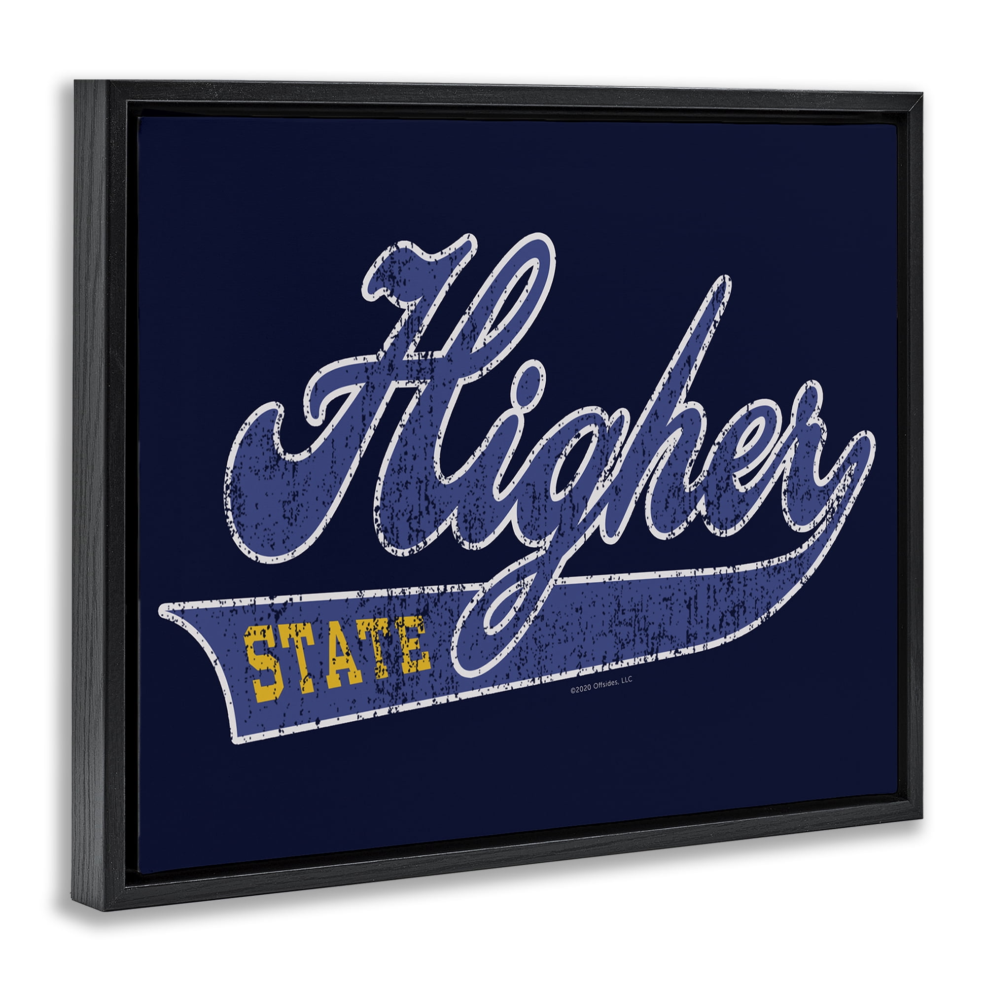 Stupell Industries Higher State Varsity Style Text & Numbers Painting Black Floater Framed Canvas Art Print Wall Art, 21 x 17