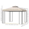 thumbnail image 3 of Outsunny 10' x 10' Patio Gazebo Outdoor, Canopy Shelter with Double-tier Roof, Pavilion Sidewalls for Garden Events, Cream White, 3 of 10
