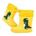 thumbnail image 2 of LYHaoo Girls Rain Boots Mid Calf Dinosaur Design Kids Booties For Daily Wear School Outdoor Play Comfortable Non Slip Sole Toddler Footwear Sizes 9.5 Yellow(Little Kid), 2 of 3