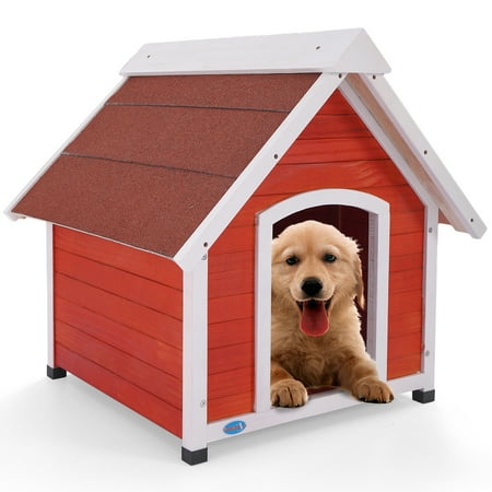 Outdoor Wooden Dog Kennels JAXPETY Wooden Dog House Puppy Medium Pet Bed Cabin Outdoor Kennel Home Weather Cage Resistant ()