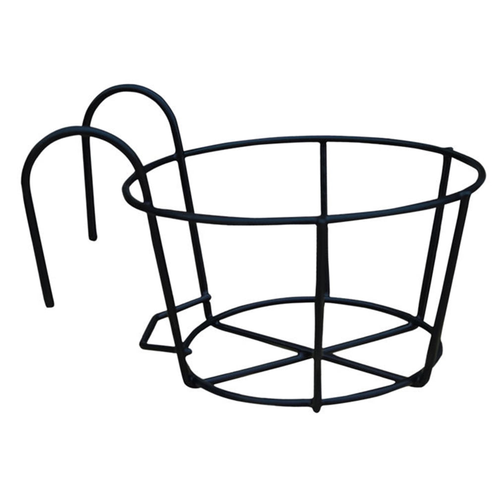 Over The Rail Flower Pot Stand Balcony Railing Hanging Basket Holder Round Planter Pot Rackfor
