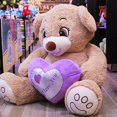 thumbnail image 3 of Oso Rechoncho Beige PELUCHERIA con corazon Morado, 3 of 5