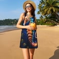 thumbnail image 3 of Xecao Robe Hippocampe Poisson Jaune pour Femmes Robes d'Été Décontractées Robes de Plage Sans Manches Robe Évasée avec Poches, 3 of 7
