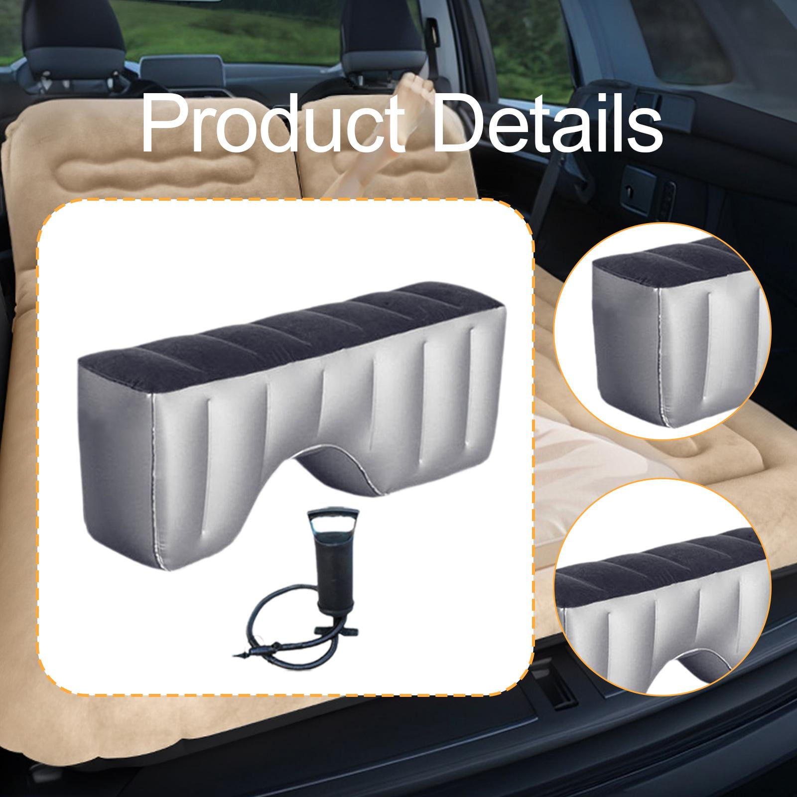 amagogo Car Back Seat Bed Inflatable Mattress Air Sleeping Pad Flocking Cushion Portable Gap Pad with Pump Suitable for Road Travel Family Camping Outdoor Use A