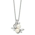thumbnail image 1 of Cheryl M SS Rhodié CZ & Blanc FWC Perle Feuilles 18in Collier (Poids: 3,48 Grammes, Longueur: 18 Pouces), 1 of 1