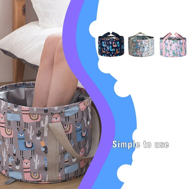 Foot Soaking Bath Basin Foldable Waterproof Basket Accessories Compact Water Storage Bucket Tub Large Capacity Washbasin Portable Feet Camping Soak Pink