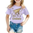 thumbnail image 4 of Phcqqok Fourth of July Shirt Girls Graduation Shirt Preschool Kindergarten First Day School Outfit Cute Cartoon Print Short Sleeve Tee Comfortable Casual Top for Toddler Kids 12-13 Years, 4 of 4