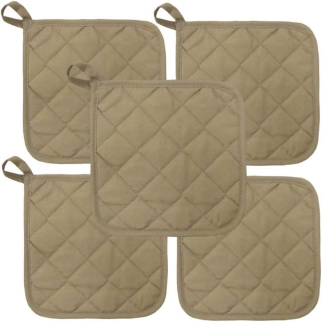 Estbridge 5Pcs Kitchen Pot Holders Set Heat Resistant Pure Cotton Potholders Kit Trivets Large Coasters Hot Pads Pot Holders for Everyday Cooking and Baking by 6.5 x 6.5 Inch