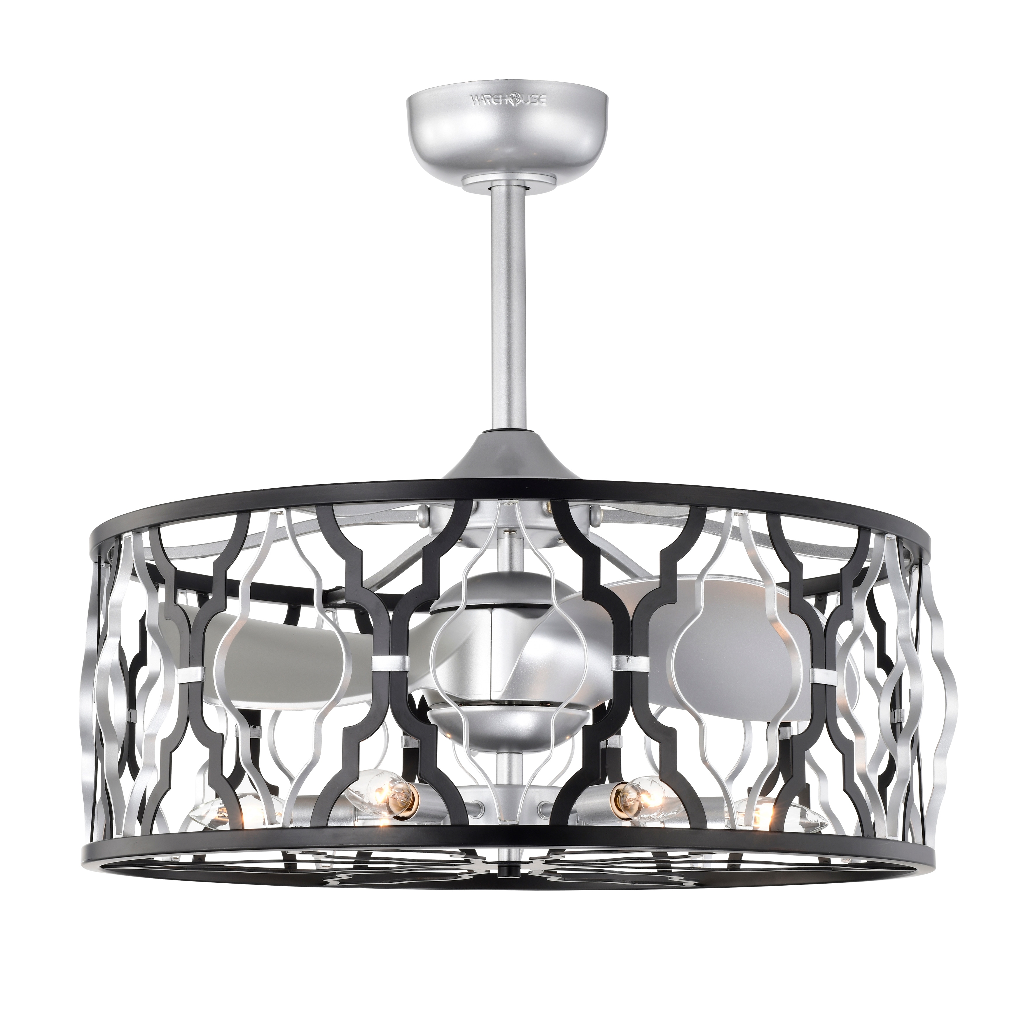 Netanel 24.4 in. Indoor Silver Finish Ceiling Fan with Light Kit and Remote