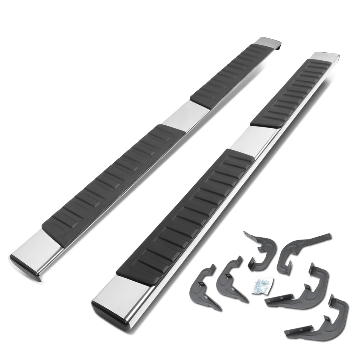 DNA Motoring For 07-19 Silverado Sierra Crew Cab Chrome 6" Side Step Nerf Bar Running Board