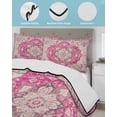 thumbnail image 4 of Boho Pink Full Size Down Alternative Comforter,Lightweight Comforter Quilt Bedding Set with Pillow Shams Middle Century Boho Geometric Abstract Southwestern Bed Comforter Duvet Insert 78"x90", 4 of 7