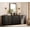 Black, variant on Modern Wood Dresser with 3 Drawers & 2 Adjustable Shelves, 94.5"W Storage Chest with Full Floor Base, Minimalist Organizer for Bedroom Living Room
