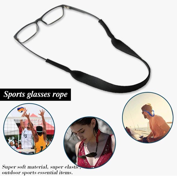 Correas para anteojos, cordón para gafas de sol, soporte para cordón antideslizante deportivo (negro)