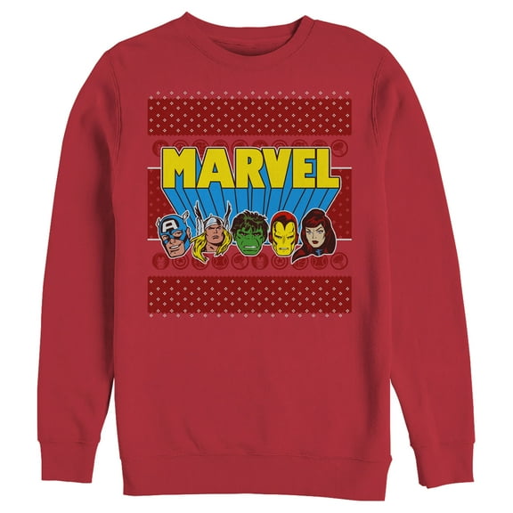 Men's Marvel Christmas Classic Avengers  Sweatshirt Red 2X Large