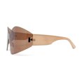thumbnail image 3 of Womens Trendy Minimal XL Oversized Rimless Shield Sunglasses Beige - Brown, 3 of 4