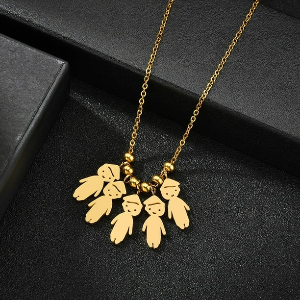 Colgante de acero inoxidable para niños y niñas, collar personalizado para mujeres y niños, collares con cuentas de fecha y nombre grabado, regalo de joyería familiar Dengxun unisex