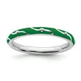 thumbnail image 1 of 925 Sterling Silver Stackable Expressions Green Enamel Ring Size: 8; for Adults and Teens; for Women and Men, 1 of 5