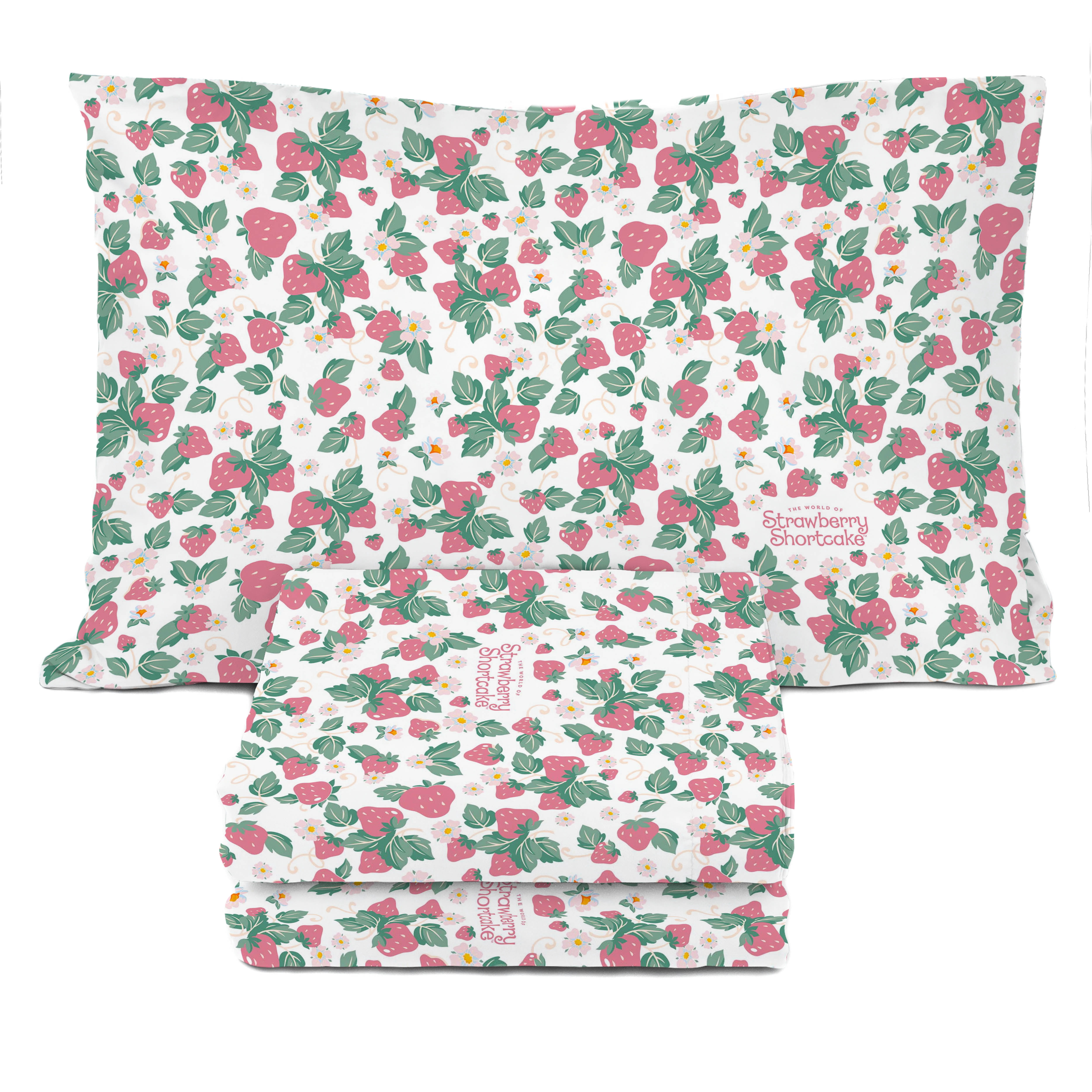 Wildbrain Strawberry Shortcake Berry Meadows 3 Piece Twin Size Kids Sheet Set - Kids Bedroom Décor