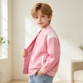 thumbnail image 7 of UDAUDU Kids Varsity Baseball Jacket Color Block Bomber Coat Button Down Lightweight Unisex Boys Girls Fall Winter School Outwear Hot Pink 11-12 Years, 7 of 7