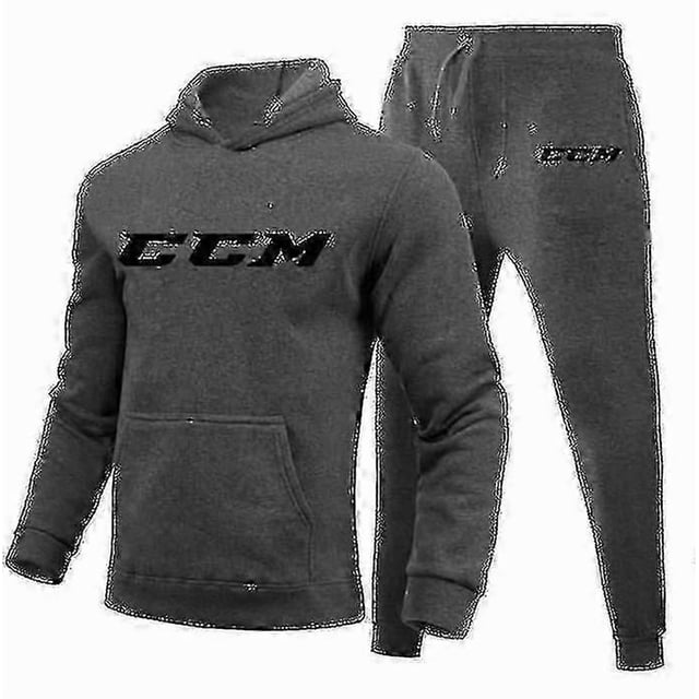 Ccm Men's And Women's Printed Warm Two-piece Loose Hoodie + Pants Jogging Set