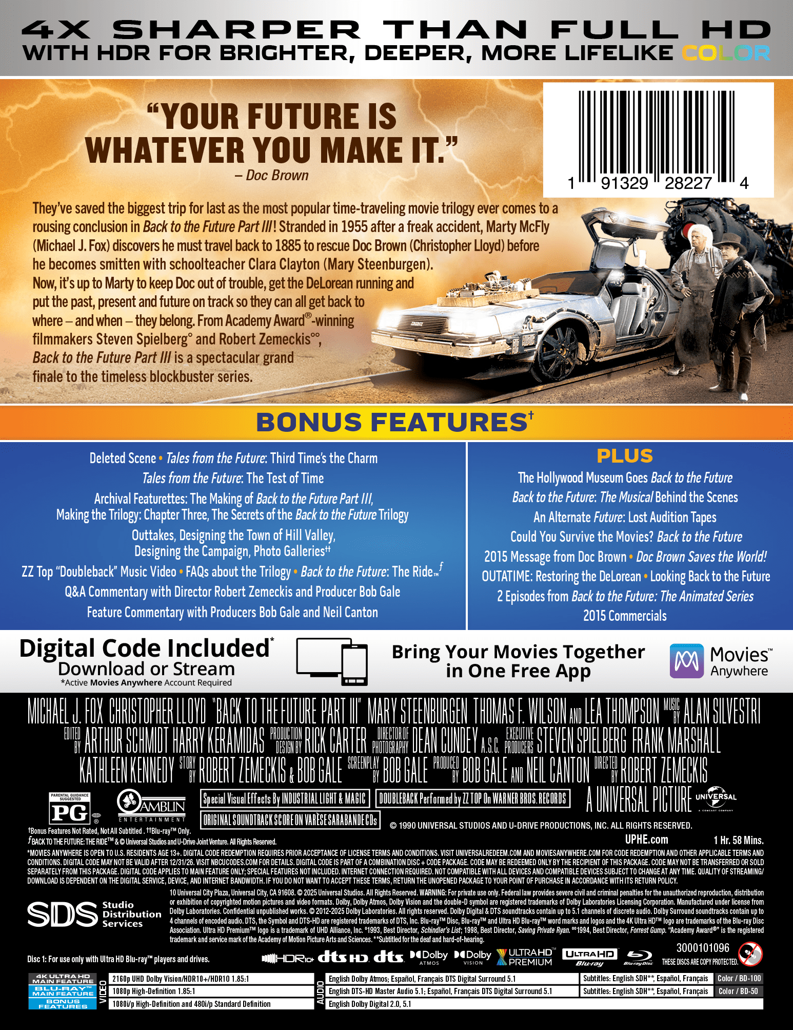 Back to the Future Part III 40th Anniversary (Steelbook) (4K Ultra HD + Blu-ray + Digital Copy), Comedy, Universal