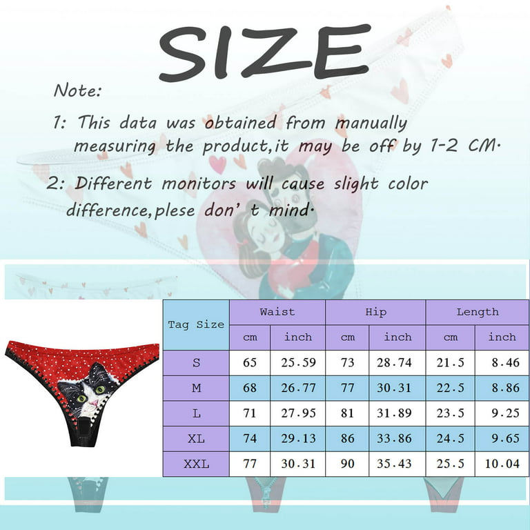 TAIAOJING Thongs For Women Valentine's Day Printing Plus Size Boxer  Underpants Mid High Waist Underwear Underpants Bikini Panties 