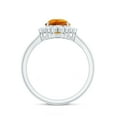 thumbnail image 2 of Lab Grown Orange Sapphire Ring with Diamond Halo - 7X10 mm - AAAA Grade, 925 Sterling Silver, US 11.50, 2 of 9