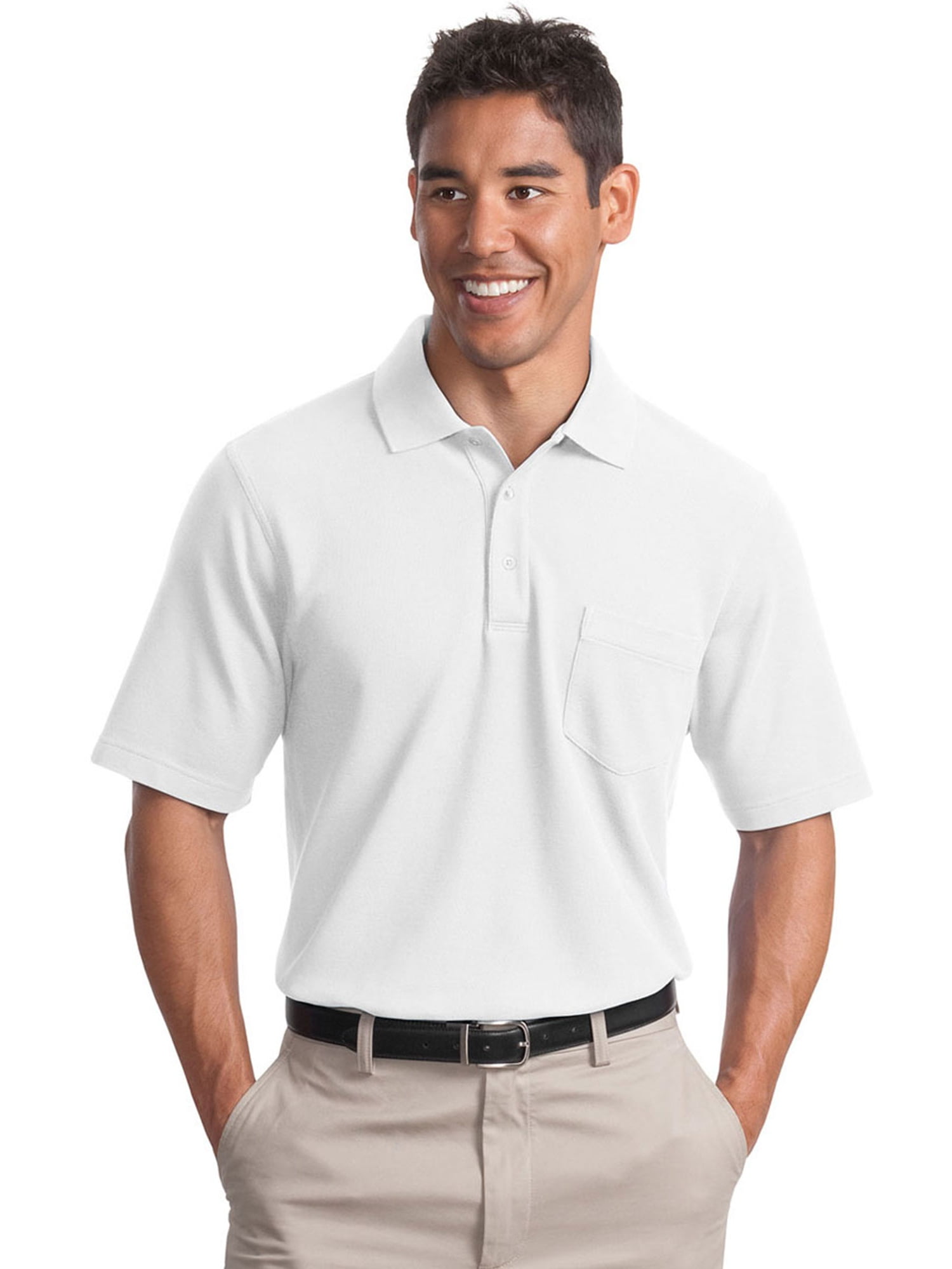 Port Authority - Port Authority Men's 3-Button Placket Pique Polo Shirt ...