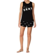 DKNY Womens Comfy Sleepwear Two-Piece Pajamas B/W M