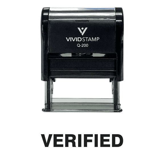 Vivid Stamp Verified Self Inking Rubber Stamp (Black Ink) - Medium