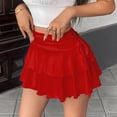 thumbnail image 4 of Tqcoqu Skirts for Women Casual Micro Pleated Skirt Layered Ruffle Short Skirts,Red,Women's S-XL, 4 of 9
