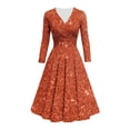 thumbnail image 4 of DHFJKG Sparkly Sequin Party Dress For Women Mid Length Deep V Neck Long Sleeve Clubwear Ruched Waist Flowy Comfort Dresses, 4 of 5
