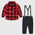 thumbnail image 2 of Fesfesfes Big Boys Clothes Toddler Kids Baby Boys Girl Fashion British Style Lattice Pattern Print Long Sleeves Casual Shirt Overalls Suit, 2 of 9