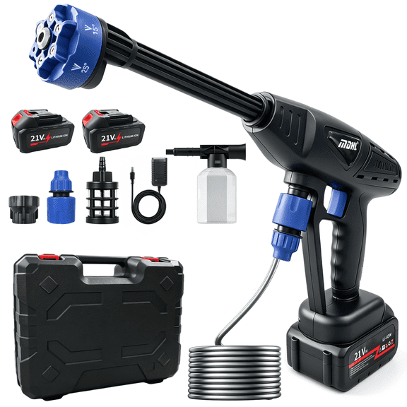Cordless Pressure Washer, 1000PSI Portable Electric Power Washer with 6-in-1 Adjustable Nozzle & Turbo Nozzle, 16.4ft Hose, Handheld for Car Detailing, Home & Outdoor Patio Cleaning