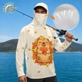thumbnail image 3 of SEANATIVE Men's UV Protection Fishing Hoodie with Face Mask, Full Coverage Sun Guard Tops Lightweight Fishing Shirt for Running Workout Travel, S, Capybara Maple Leaf Beige, 3 of 7