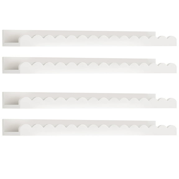 4-Layer White Nursery Shelves 4 Packs, 16.5-In Nursery Storage Rack for Wall, Scalloped Design, Wall Mounted