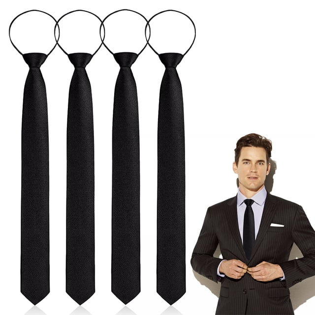 Sonducket 4 pack/lote corbatas con Clip para hombre con ajuste Universal fáciles de usar y ocasiones formales corbatas con cremallera Unisex Accesorios de disfraces negro